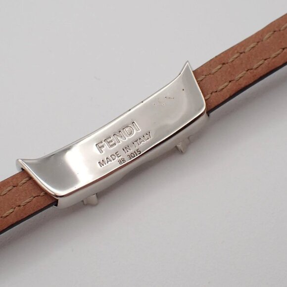 FENDI Logo Bag Bugs Monster Eyes Bracelet Embossing leather Brown Italy - Picture 8 of 10